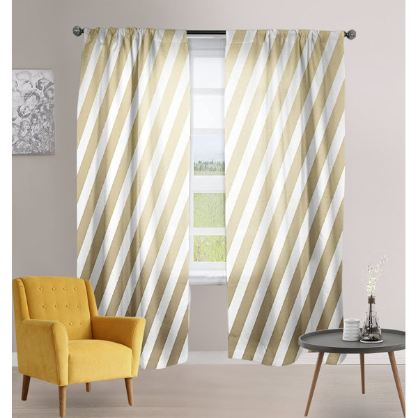 Paracity 'Gold Diagonal' MidCentury Modern Curtain Panel Polyester